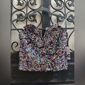 SO Multicolor Sequin Crop Top